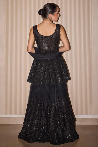 Lehenga Set for Indian Weddings – Black Mirror Applique by Twenty Nine