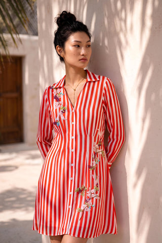 Red printed dress for Contemporary Wear - Dice And Daisy Ludo by Nautanky