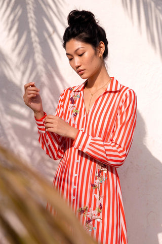 Red printed dress for Contemporary Wear - Dice And Daisy Ludo by Nautanky