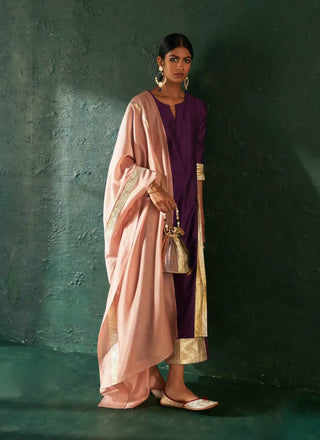 Midas purple chanderi kurta set