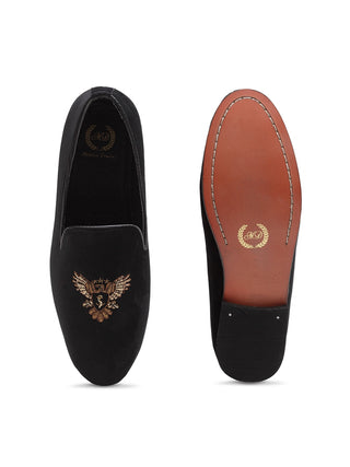 Black falcon slip-ons