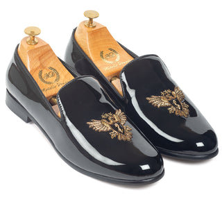 Patent black falcon slip-ons