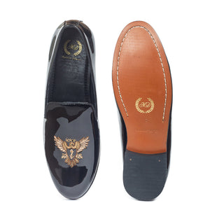 Patent black falcon slip-ons