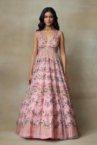 Pink Gown for Contemporary Wear – Dove by Shasha Gaba