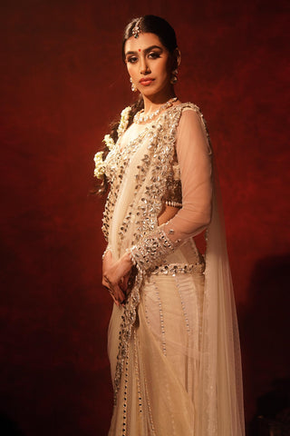 Organza saree for Indian Wedding – Ivory Gotta Patti by Archana Kochhar