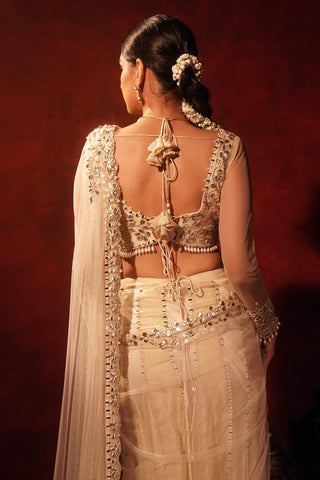 Organza saree for Indian Wedding – Ivory Gotta Patti by Archana Kochhar