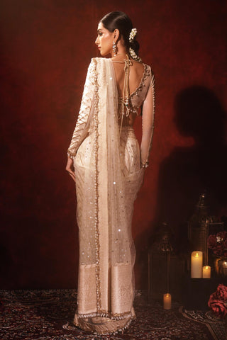 Kali saree for Indian Wedding – Chevron Ivory Threads by Archana Kochhar