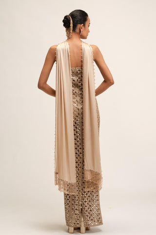 Dress Set - Contemporary Wear - Beige Maharani Cutwork by Vvani by Vani Vats