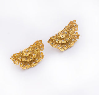Earring Contemporary Wear - Gold Ginkgo Stone Studded by Putstyle