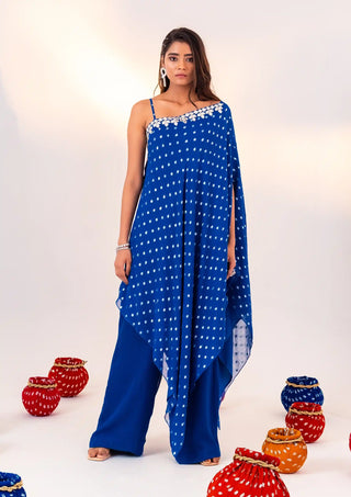 Royal blue asymmetrical tunic set
