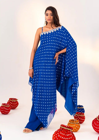 Royal blue asymmetrical tunic set