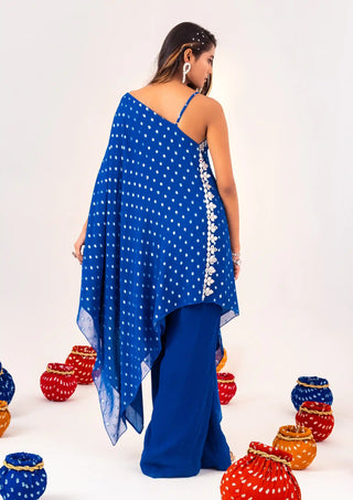 Royal blue asymmetrical tunic set