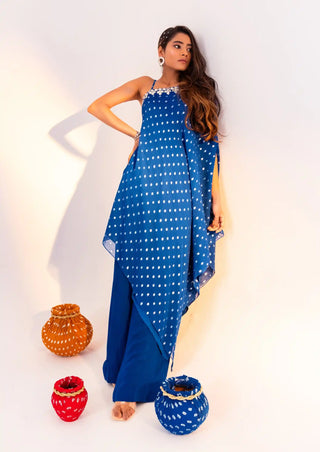 Royal blue asymmetrical tunic set