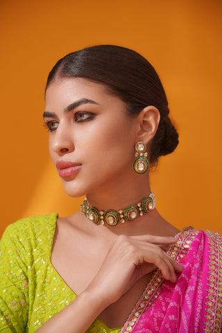 Choker Set Indian Wedding - Green Statement Jewelry by Zevar by Geeta