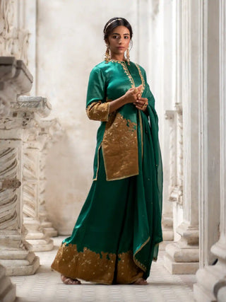 Jade green cut work sharara set