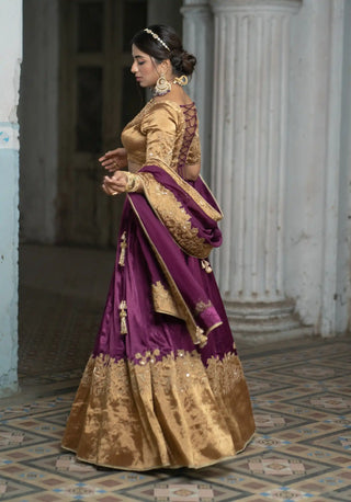 Purple cutwork embroidered lehenga set