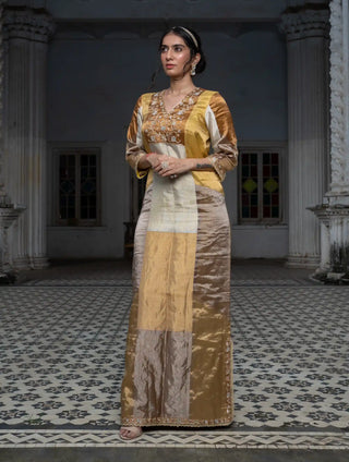 Silver gold multipanelled long dress