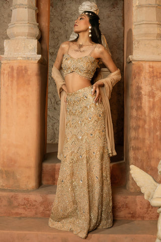 Skirt Set Contemporary Wear Beige Midas Skirt by Silky Bindra