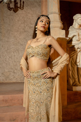 Skirt Set Contemporary Wear Beige Midas Skirt by Silky Bindra