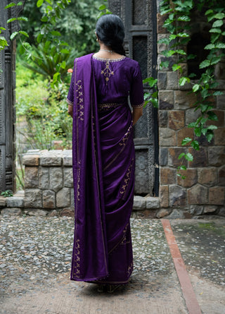 Violet interval embroidered saree with blouse