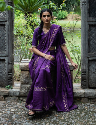 Violet interval embroidered saree with blouse