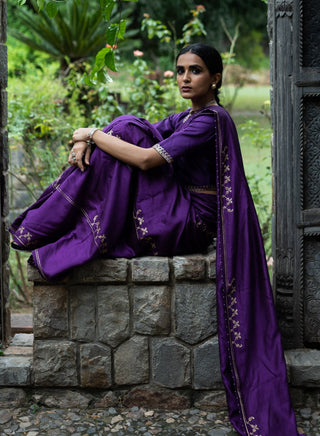 Violet interval embroidered saree with blouse