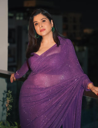 Purple amethyst sparkle symphony saree set