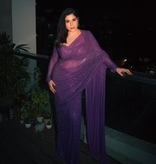 Purple amethyst sparkle symphony saree set