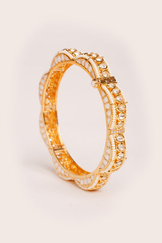 Bangles for Festive – White Mahika Kundan by Zevar by Geeta