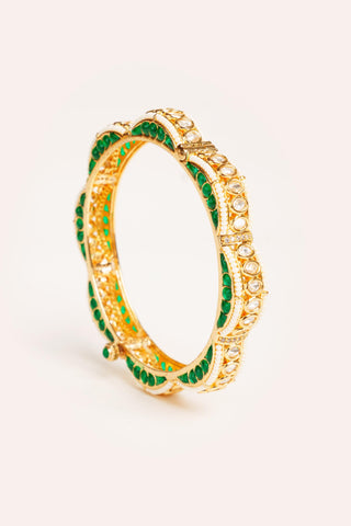 Bangles for Festive – Green Mahika Kundan by Zevar by Geeta