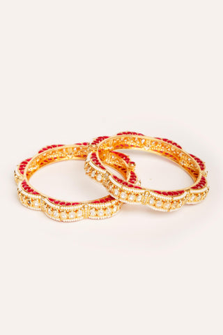 Bangles for Festive – Red Mahika Kundan by Zevar by Geeta