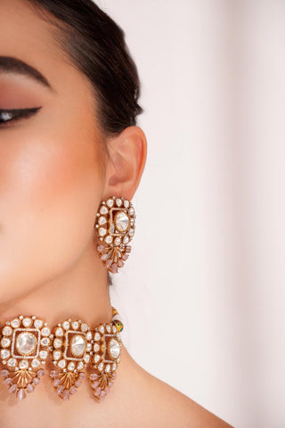 Choker Set For Festive - Pink Anura Polki Choker Set by Zevar by Geeta