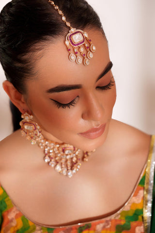 Choker Set for Festive – Red Ihita Kundan by Zevar by Geeta