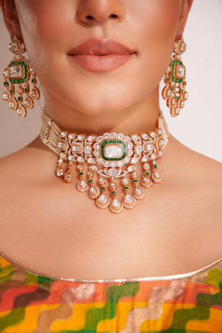 Chokar for Festive – Green Ihita Kundan by Zevar by Geeta