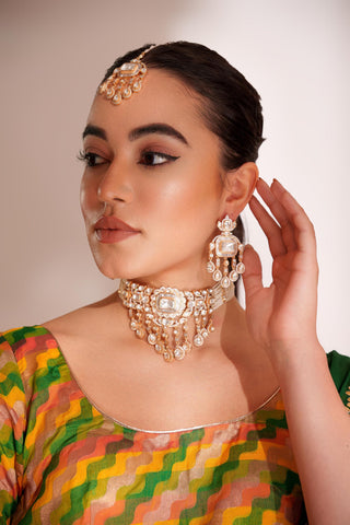 Choker Set for Festive Wear – Gold Ihita Kundan by Zevar by Geeta