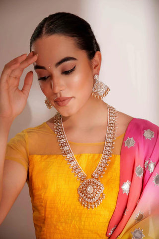 Necklace Set for Festive – Gold Kiyana Kundan Long Necklace Set by Zevar by Geeta