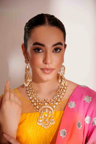 Necklace Set for Festive – Gold Tanishi Kundan Long by Zevar by Geeta