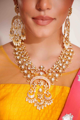 Necklace Set for Festive – Gold Tanishi Kundan Long by Zevar by Geeta