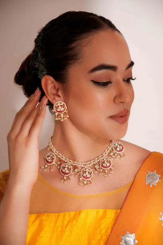 Necklace for Festive – Red Tanirika Kundan by Zevar by Geeta