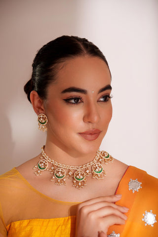 Necklace Set for Festive – Green Tanirika Kundan by Zevar by Geeta