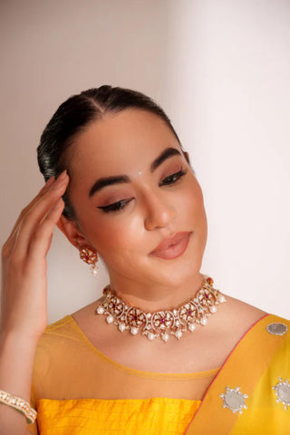 Necklace Set For Festive – Pink Ziya Kundan by Zevar by Geeta