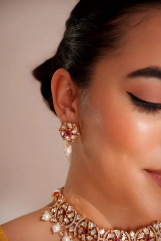 Necklace Set For Festive – Pink Ziya Kundan by Zevar by Geeta