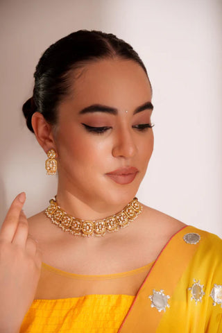 Necklace Set for Festive – Gold Jahzara Kundan Necklace Set by Zevar by Geeta
