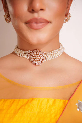Choker Set For Festive– Gold Riyana Kundan by Zevar by Geeta