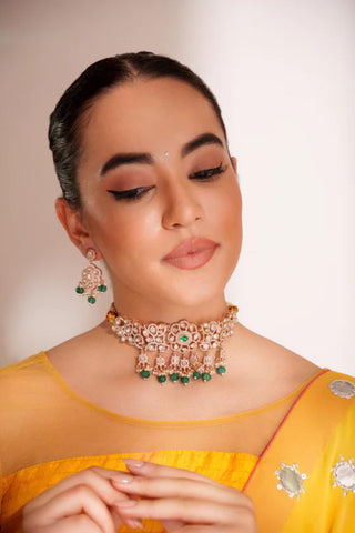 Choker Set For Festive – Green Maithili Kundan by Zevar by Geeta