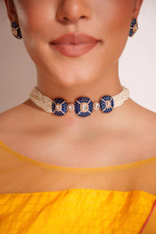 Chokar for Festive – Blue Laya Kundan by Zevar by Geeta
