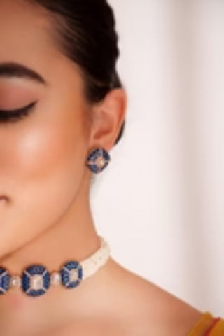 Chokar for Festive – Blue Laya Kundan by Zevar by Geeta