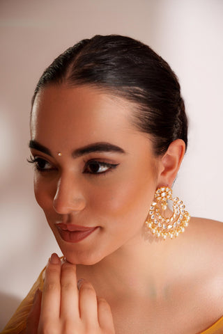 Earrings for Festive – Gold Chaaya Kundan by Zevar by Geeta