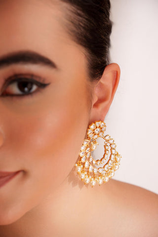 Earrings for Festive – Gold Chaaya Kundan by Zevar by Geeta