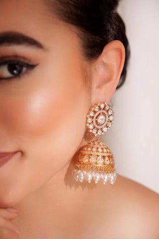 Earrings for Festive – Gold Vyomika Kundan by Zevar by Geeta